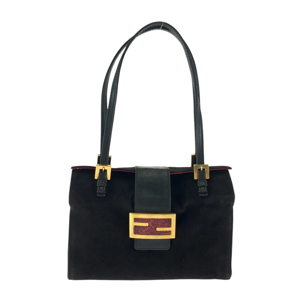 Fendi Mamma handbag, black suede, women's.